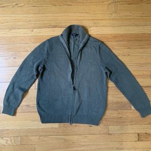 J Crew Mens Size 4 Olive Green Full Zip Cotton Sweater